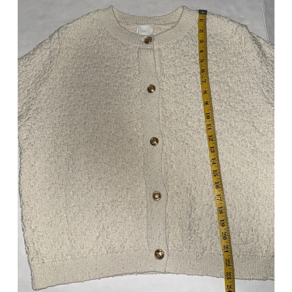 H&M Women XL Cardigan Old Money Preppy Academia Twee Timeless Work Textured Soft - Picture 5 of 8